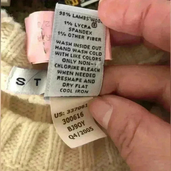 VTG GAP Stretch Braided Off White Wool Sweater Women Large - Picture 6 of 8